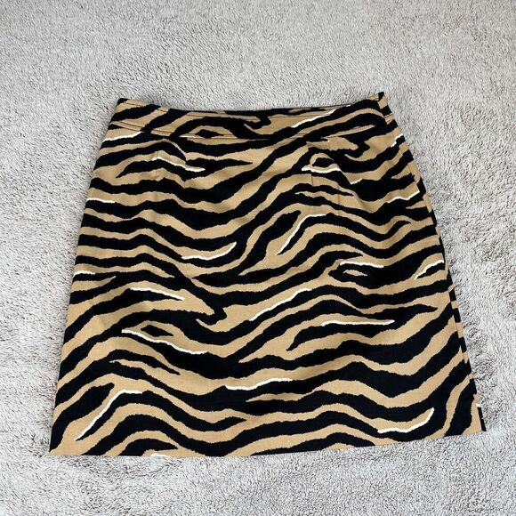 Talbots Women's Size 8 Zebra Animal Print Cotton A Line Mini NEW Skirt Mobwive - Picture 10 of 10